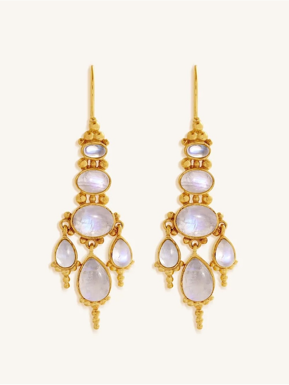 NWT Karma and Luck - Celestial Glow Moonstone Earrings in Gold - Drop Dangling